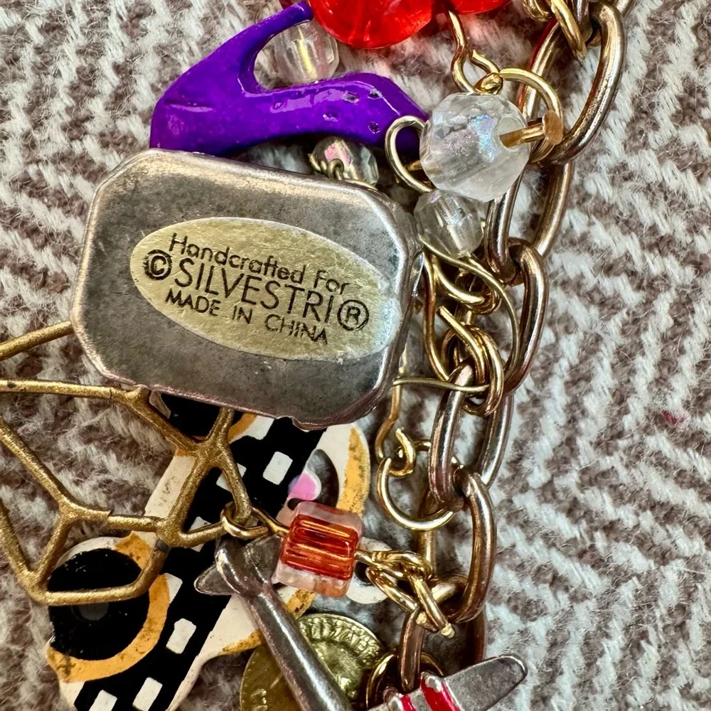 Vintage Karen Rossi for Silvestri Whimsical Shopping Statement Charm Bracelet - Picture 9 of 13